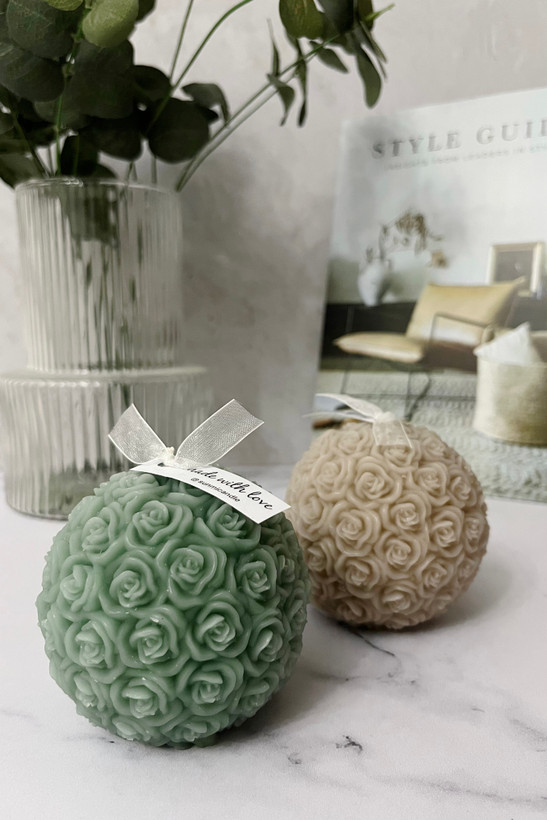 شمع مدل گوی طرح گل رز